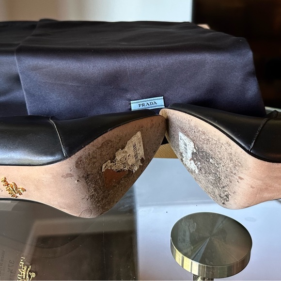 Prada peep toes bootie , leather. Black color. - Picture 6 of 8